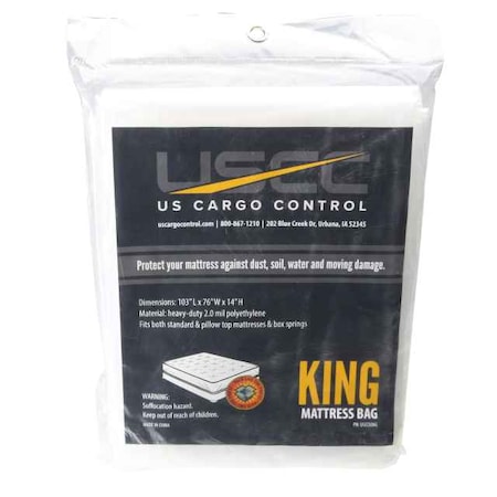 Us Cargo Control Heavy Duty Plastic Mattress Bag: King, PK36 USCCKING-36PK